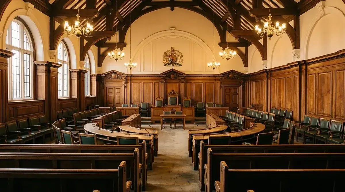 UK council chamber representing local authority decision-making on vacant commercial properties